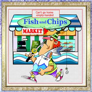 Fish for Supper 7.5x7.5card with Decoupage