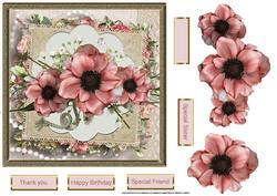 Wild Poppy 7x7 Card with Large Decoupage