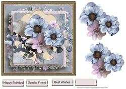 Blue Poppy 7x7 Card with Decoupage