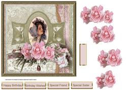 Sun Bonnet 7x7 Card with Decoupage