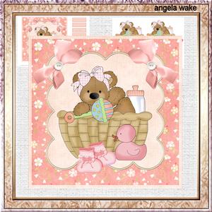Teddy Bear Shower 7x5x7.5 Card with Decoupage and Sentiment