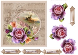 The windmill 7x7 card with decoupage