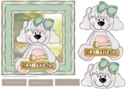 Best friends cute dog 7x7 card with decoupage