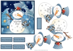 Winter joy snowman 5.5x5.5 card and decoupage