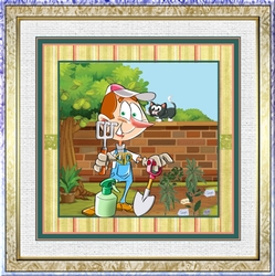 The herb garden 7x7 card with gift card, sentiment tags and decoupage