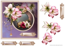 Festive Amaryllis 7x7 card with decoupage