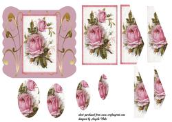 Gold Scrolls with Pink Rose
