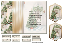 Christmas tree no hole fold back card with toppers and sentiment tags