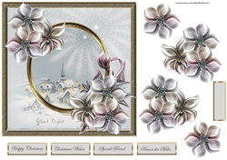 Silent night 7x7 card with decoupage