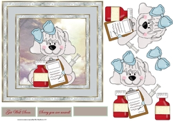 Nurse puppy 7x7 card with decoupage