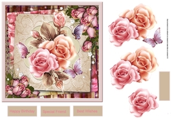 Romance rose 7x7 card with decoupage