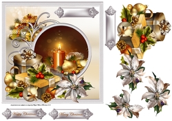 Christmas gifts and baubles 7x7 card with decoupage