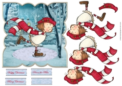 dancing on ice figure eight style card with decoupage and sentiment tags