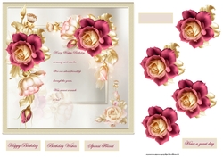 Winter rose with verse 7x7 card with decoupage
