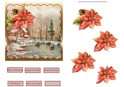 frozen pond at Christmas 5.5x5.5 card with decoupage