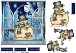Snowman winter wonderland 7x7 card with decoupage