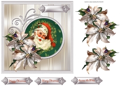 Vintage Santa Clause 7x7 card with decoupage and sentiment tags