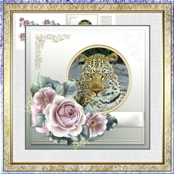 The Leopard 7.5x7.5 card with decoupage