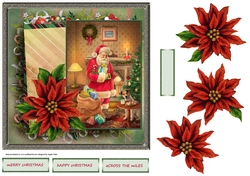 Santa has a friend dog 7x7 card with decoupage