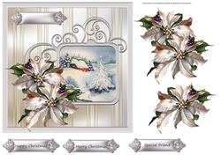 Vintage Christmas 7x7 card with decoupage