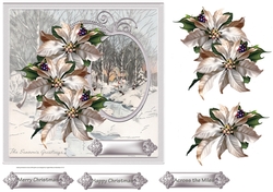 Running stream 7x7 card with decoupage and sentiment tags