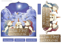 The first snow-el shaped card with large decoupage and sentiment tags