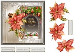 Town Christmas greetings 7x7 card with decoupage
