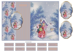 Visiting at Christmas fold back card with toppers and sentiment tags