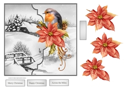Robin redbreast 7x7 card with decoupage and sentiment tags
