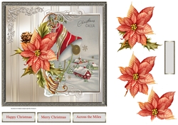 Bells and Christmas cheer 7x7 card with decoupage