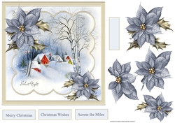 Heavy snowfall 7x7 card with decoupage