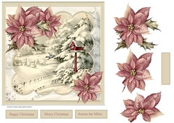 Birds winter home 7x7 card with decoupage and sentiment tags
