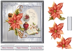 Poinsettia lamp 7x7 card with decoupage