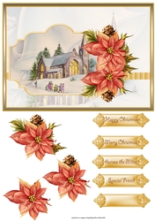 Going to church A5 card with decoupage