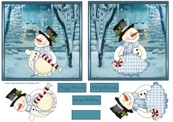snowmen winterwonderland 5.5x5.5 toppers with one layer and sentiment tags