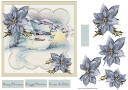Sleigh ride 7x7 card with decoupage