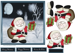 Santa has a present 7x7 card with decoupage