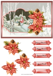 Christmas at midnight A5 card with decoupage