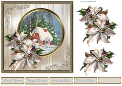 House in the wood 7x7 card with decoupage