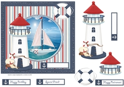 the sailing boat 7x7 card with decoupage