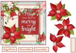 Christmas poinsettias 7x7 card with decoupage