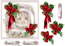 Christmas window 7x7 card with decoupage