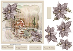 Winter fun on ice 7x7 card with decoupage and sentiment tags