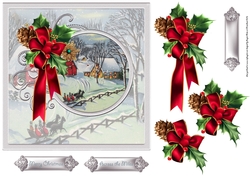 Christmas journey 7x7 card with decoupage