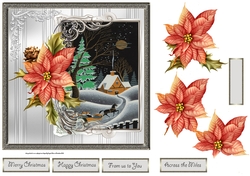 Sledge ride at night 7x7 card with decoupage