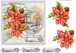 Winter scene 7x7 card with decoupage