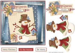 Snowman and sugar cane 7x7 card with decoupage