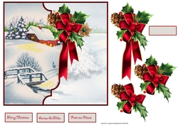 The red house 7x7 card with decoupage