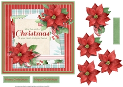 Red Poinsettias 7x7 card with decoupage