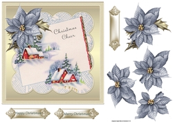 Vintage times and poinsettias 7x7 card
